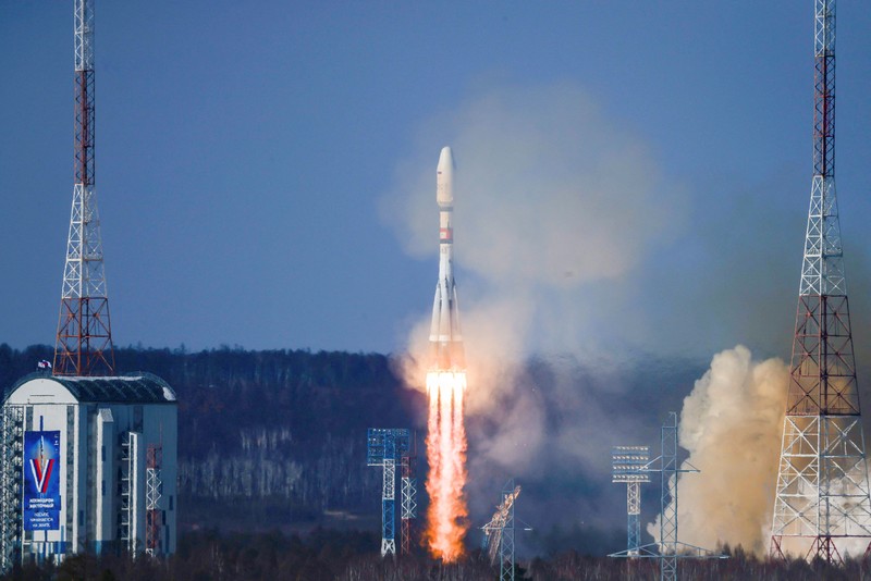 Satelit Iran Pars 1 diluncurkan ke luar angkasa oleh rudal peluncur Soyuz buatan Rusia pada Kamis (29/2/2024) waktu setempat. (Roscosmos/Handout via REUTERS) Satelit Iran Pars 1 diluncurkan ke luar angkasa oleh rudal peluncur Soyuz buatan Rusia pada Kamis (29/2/2024) waktu setempat. (Roscosmos/Handout via REUTERS)