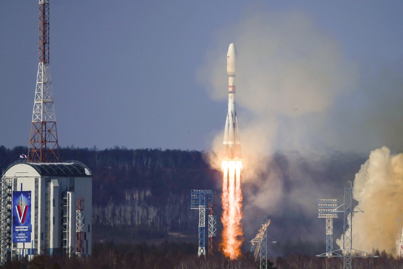 Satelit Iran Pars 1 diluncurkan ke luar angkasa oleh rudal peluncur Soyuz buatan Rusia pada Kamis (29/2/2024) waktu setempat.  (Roscosmos/Handout via REUTERS)