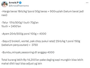 Tanggapi Jatah Makan Siang Rp 15.000, Begini Hitungan Chef Arnold