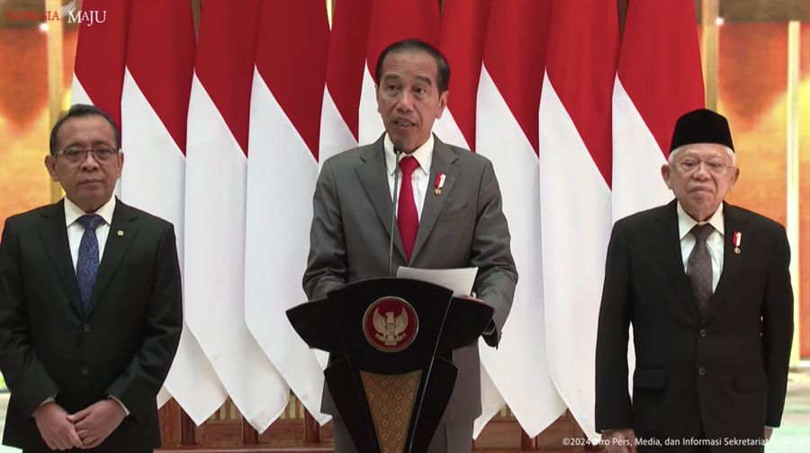 Keterangan Pers Presiden Jokowi, Pangkalan TNI AU Halim Perdanakusuma, 4 Maret 2024. (Tangkapan layar)