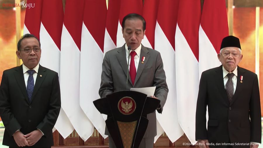 Keterangan Pers Presiden Jokowi, Pangkalan TNI AU Halim Perdanakusuma, 4 Maret 2024. (Tangkapan layar)