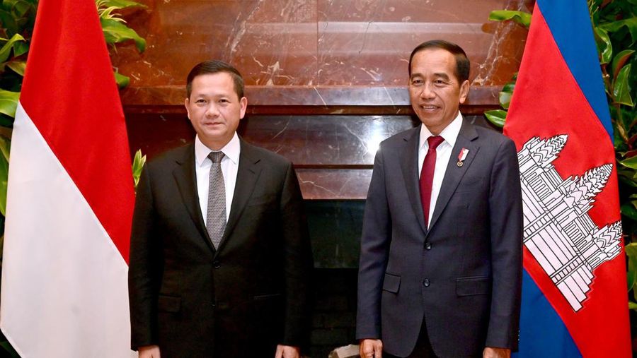 Presiden Joko Widodo (Jokowi) melakukan pertemuan bilateral dengan Perdana Menteri Kamboja Hun Manet di Melbourne, Australia, Selasa (5/3/2024). (Dok. Sekretariat Presiden)