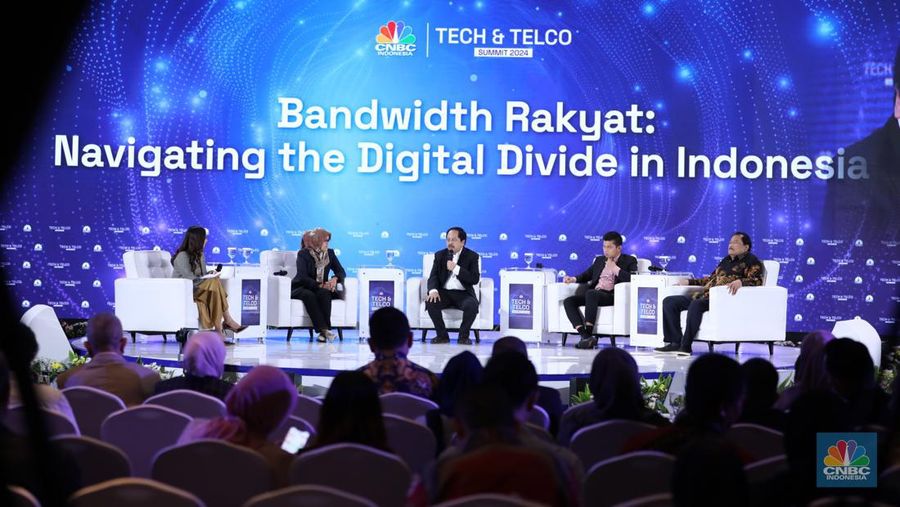 Tech & Telco Summit 2024 di Auditorium Menara Bank Mega, Jakarta, Selasa 5/3. (CNBC Indonesia/Tri Susilo)