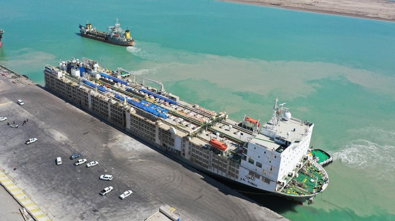 A drone view shows a Kuwaiti 'death ship' carrying thousands of cattle whose foul smell caused a stink in top tourist city Cape Town, at the Umm Qasr port, in Basra, Iraq March 6, 2024. REUTERS/Essam al-Sudani
