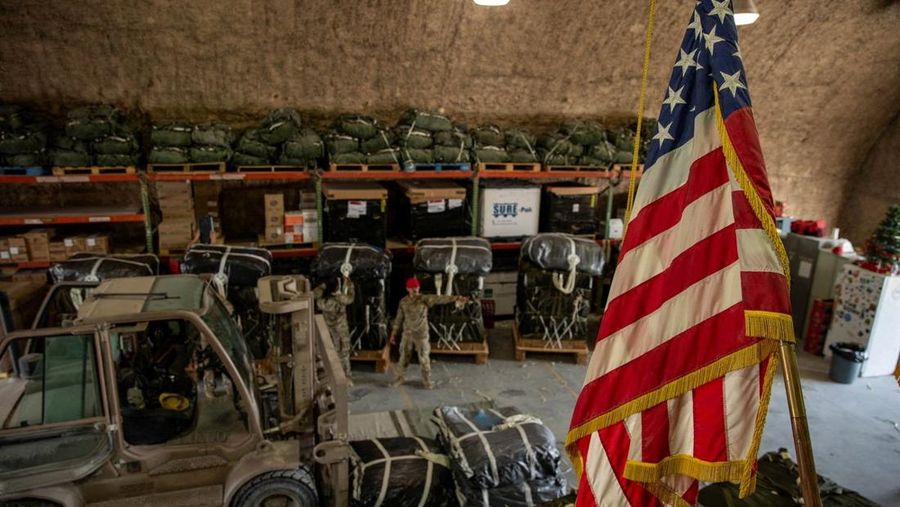 U.S. Air Force members work on the preparation of a humanitarian aid drop for Gaza residents, in this picture released on March 5, 2024. US Central Command via X/Handout via REUTERS THIS IMAGE HAS BEEN SUPPLIED BY A THIRD PARTY