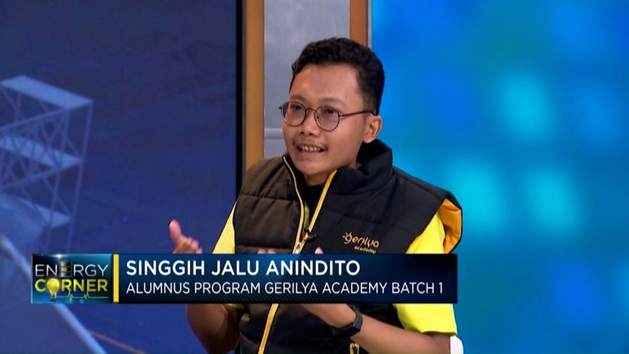 Alumnus Program Gerilya Academy Batch 1, Singgih Jalu Anindito dalam program CNBC Indonesia Energy Corner. (CNBC Indonesia TV)
