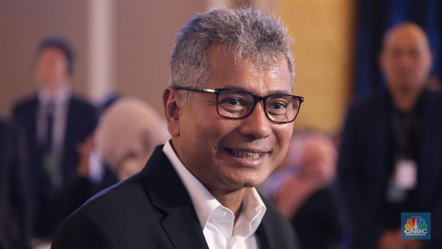 Direktur Utama BRI, Sunarso di acara BRI Microfinance Outlook 2024, Jakarta, 7/4. (CNBC Indonesia/Tri Susilo)
