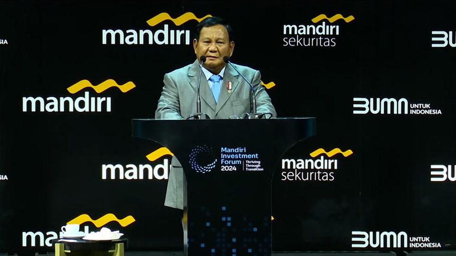 Prabowo Subianto di Mandiri Investment Forum. (CNBC Indonesia TV)