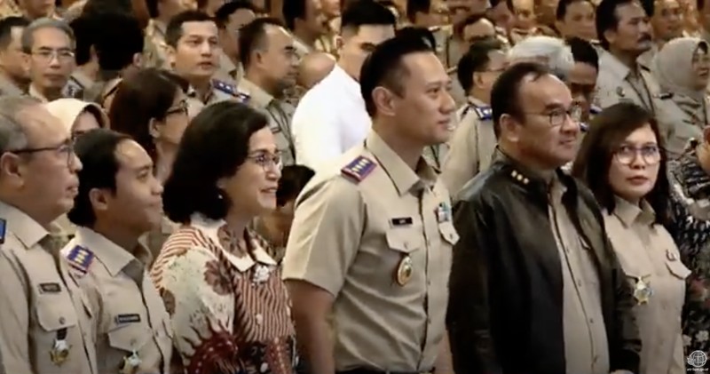Menteri Keuangan Sri Mulyani dan Menteri ATR/BPN Agus Harimurti Yudhoyono (Ist Kiki Maulana/Kementerian ATR/BPN)