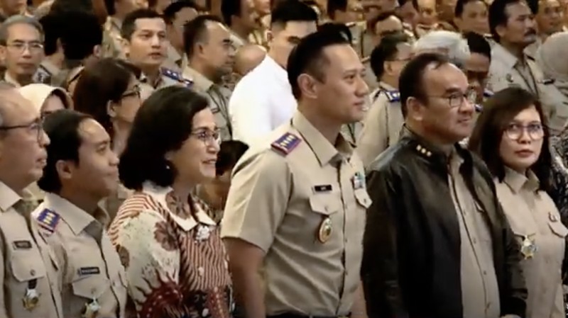 Menteri Keuangan Sri Mulyani dan Menteri ATR/BPN Agus Harimurti Yudhoyono (Ist Kiki Maulana/Kementerian ATR/BPN)
