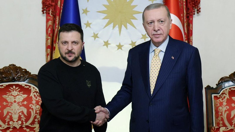Presiden Ukraina Volodymyr Zelensky bertemu Presiden Turki Recep Tayyip Erdogan. (Presidential Press Office/Handout via REUTERS)