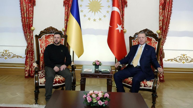 Presiden Ukraina Volodymyr Zelensky bertemu Presiden Turki Recep Tayyip Erdogan. (Presidential Press Office/Handout via REUTERS)