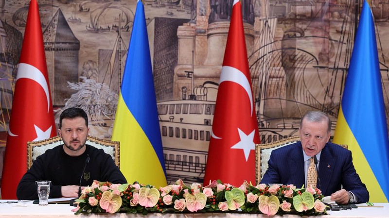Presiden Ukraina Volodymyr Zelensky bertemu Presiden Turki Recep Tayyip Erdogan. (Presidential Press Office/Handout via REUTERS)