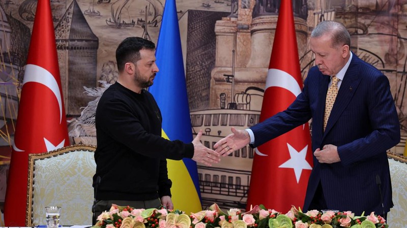 Presiden Ukraina Volodymyr Zelensky bertemu Presiden Turki Recep Tayyip Erdogan. (Presidential Press Office/Handout via REUTERS)