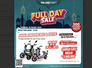 Banjir Diskon! Beli Sepeda Listrik di Transmart Full Day Sale Hemat Rp 2,7 Jutaan