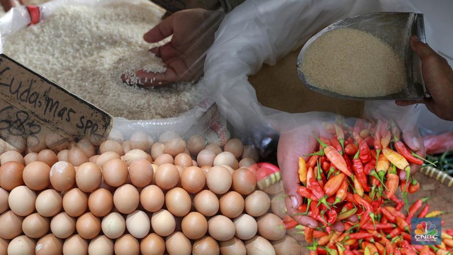 Foto Kolase Beras, Gula, Telur, Cabai Rawit. (²©²ÊÍøÕ¾)
