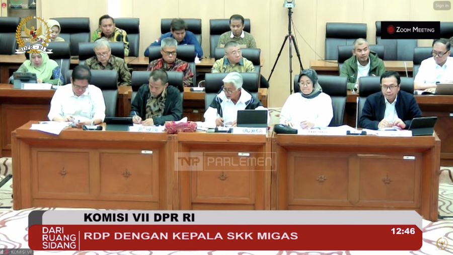 Komisi VII DPR RI RDP dengan kepala SKK MIGAS. (Tangkapan layar Youtube DPR RI)