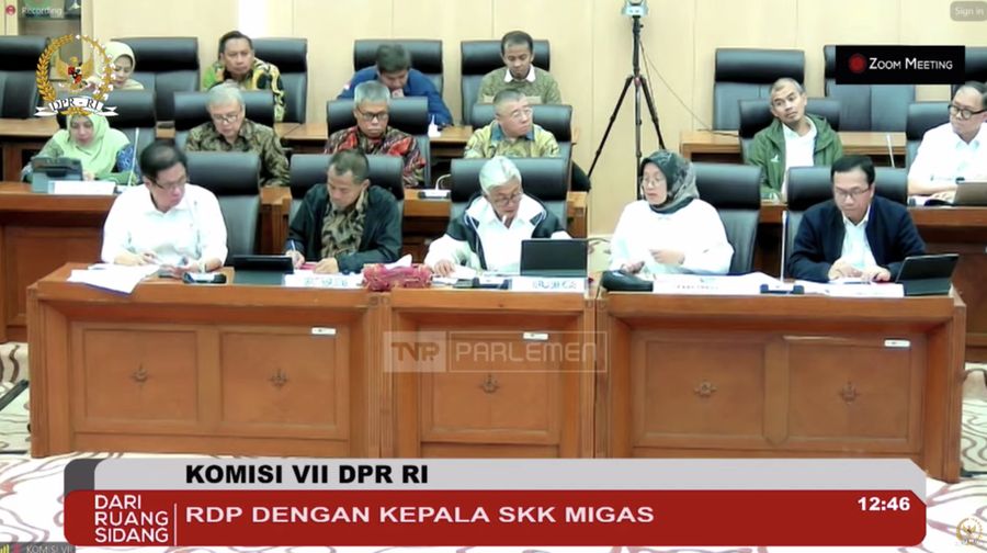 Komisi VII DPR RI RDP dengan kepala SKK MIGAS. (Tangkapan layar Youtube DPR RI)