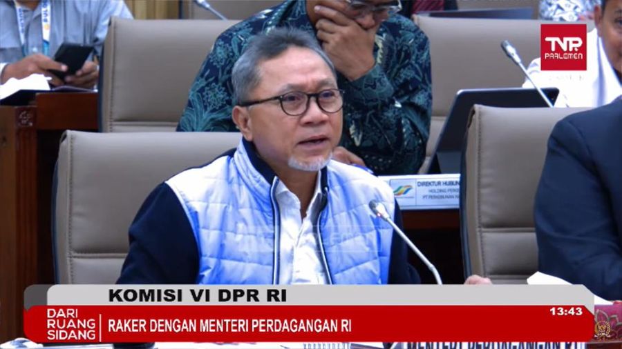 Mendag Zulkifli Hasan saat Raker dengan Komisi VI DPR di Jakarta, Rabu (19/3/2024). (Tangkapan Layar Youtube Komisi VI DPR RI)