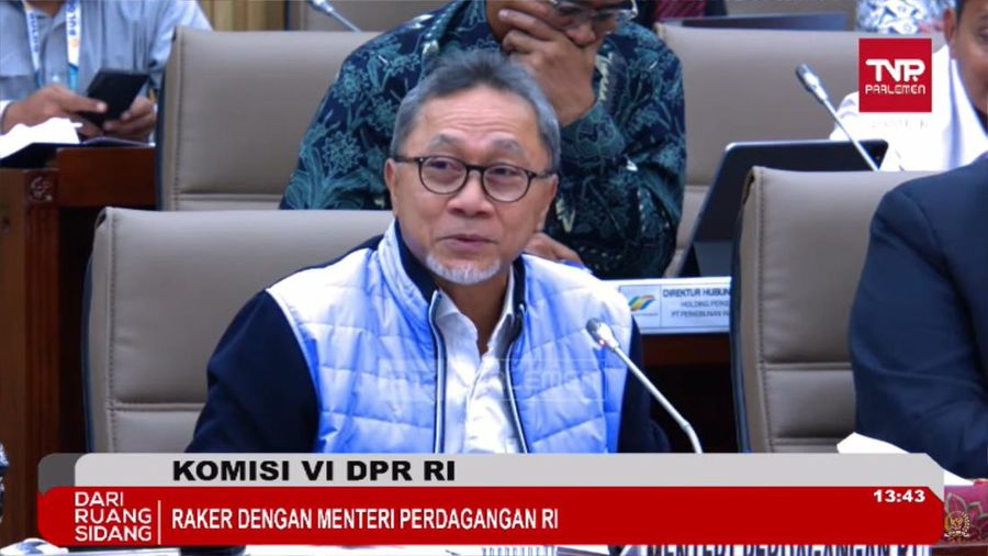 Mendag Zulkifli Hasan saat Raker dengan Komisi VI DPR di Jakarta, Rabu (19/3/2024). (Tangkapan Layar Youtube Komisi VI DPR RI)