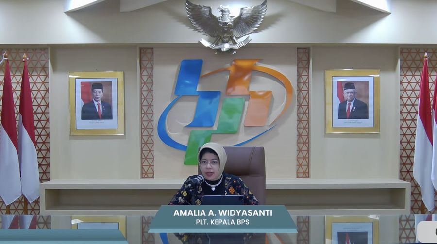 Amalia Adininggar Widyasanti dalam rilis BPS, Jumat (15/3/2024). (Tangkapan layar Youtube BPS)