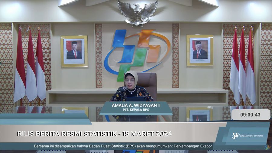 Amalia Adininggar Widyasanti dalam rilis BPS, Jumat (15/3/2024). (Tangkapan layar Youtube BPS)