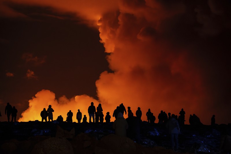 ICELAND-VOLCANO/ A volcanic eruption takes place, near Grindavik, Iceland, March 16, 2024, in this handout picture obtained by Reuters. Public Security Department of Icelandic Police/Handout via REUTERS THIS IMAGE HAS BEEN SUPPLIED BY A THIRD PARTY TPX IMAGES OF THE DAY