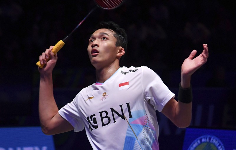 All England 2024 Tunggal Putra Indonesia Jonatan Christie, Anthony Sinisuka Ginting dan Ganda Puta Fajar Alfian-Muhammad Rian Ardianto. (AP Photo)