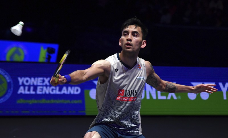 Britain World Badminton Championships Indonesia's Jonatan Christie celebrates after winning the men's singles semi final match against India's Lakshya Sen at the All England Open Badminton Championships at the Utilita Arena in Birmingham, England, Saturday, March 16, 2024. (AP Photo/Rui Vieira)