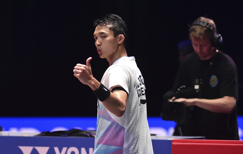All England 2024 Tunggal Putra Indonesia Jonatan Christie, Anthony Sinisuka Ginting dan Ganda Puta Fajar Alfian-Muhammad Rian Ardianto. (AP Photo)
