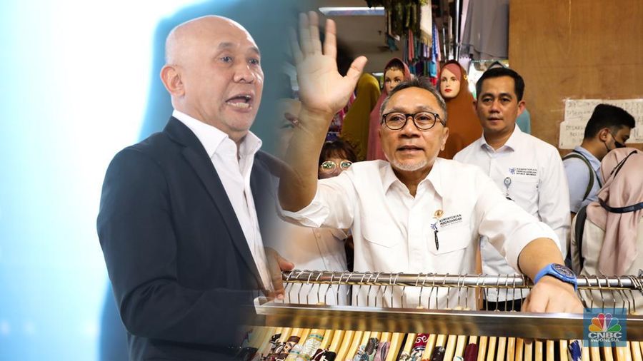 Foto kolase Menkop UMKM Teten Masduki dan Menteri Perdagangan Zulkifli Hasan. (CNBC Indonesia/Tri Susilo)
