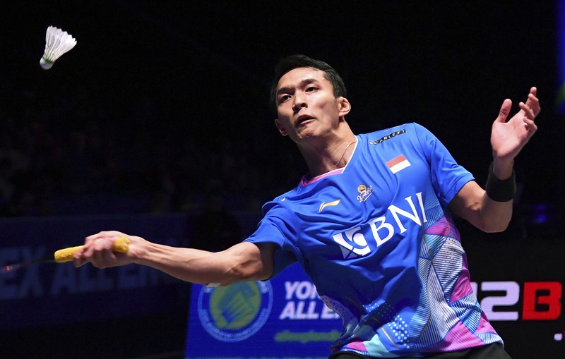 Pebulutangkis Indonesia Jonatan Christie juara All england 2024 di Utilita Arena, Birmingham, Inggris, Minggu (17/3/2024). (AP Photo/Rui Vieira) Pebulutangkis Indonesia Jonatan Christie juara All england 2024 di Utilita Arena, Birmingham, Inggris, Minggu (17/3/2024). (AP Photo/Rui Vieira)