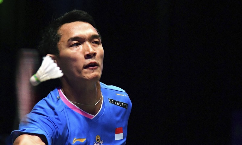 Pebulutangkis Indonesia Jonatan Christie juara All england 2024 di Utilita Arena, Birmingham, Inggris, Minggu (17/3/2024). (AP Photo/Rui Vieira) Pebulutangkis Indonesia Jonatan Christie juara All england 2024 di Utilita Arena, Birmingham, Inggris, Minggu (17/3/2024). (AP Photo/Rui Vieira)