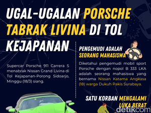 Infografis: Ugal-ugalan Porsche Tabrak Livina di Tol Kejapanan