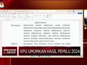 Video: Pemilu Satu Putaran, KPU Tetapkan Prabowo-Gibran Menang Pilpres