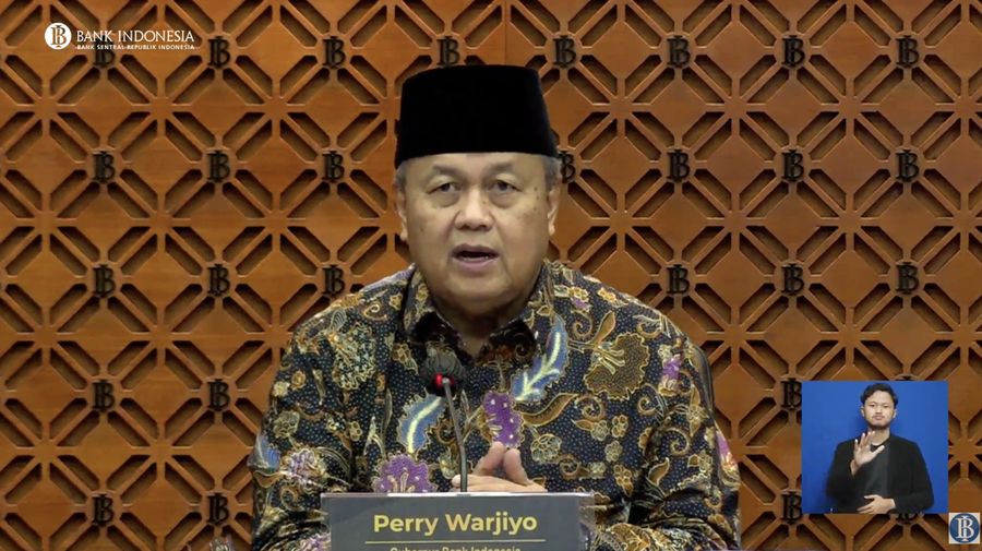 Gubernur Bank Indonesia, Perry Warjiyo saat mengumumkan hasil rapat Dewan Gubernur bulan Maret 2024. (Tangkapan Layar Youtube Bank Indonesia)