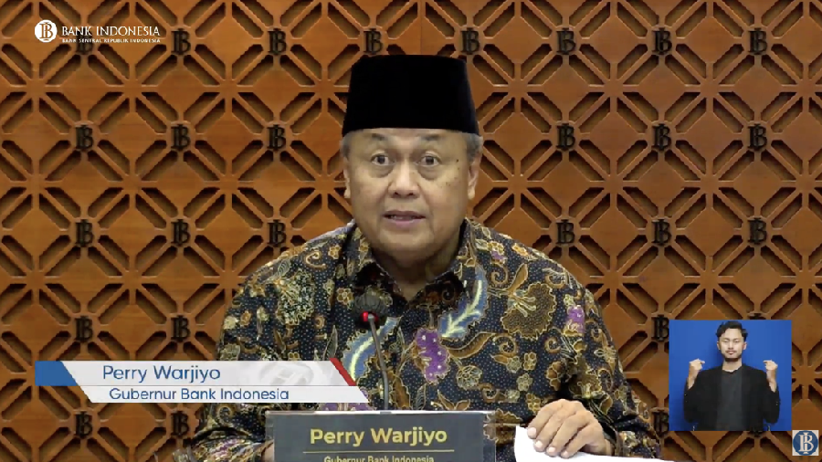 Gubernur Bank Indonesia, Perry Warjiyo saat mengumumkan hasil rapat Dewan Gubernur bulan Maret 2024. (Tangkapan Layar Youtube Bank Indonesia)