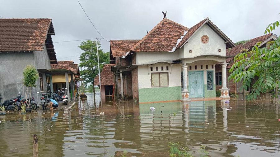 Kondisi rumah warga yang masih tergenang banjir di Kabupaten Kudus, Jawa Tengah pada Senin (18/3/2024). (Dok. BPBD Kabupaten Kudus)