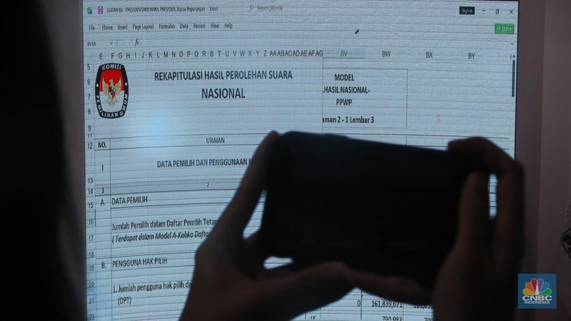 Suasana rapat pleno rekapitulasi hasil perhitungan suara tingkat Papua Pegunungan di Gedung KPU RI, Jakarta, Rabu, (20/3/2024).  (CNBC Indonesia/Muhammad Sabki)
