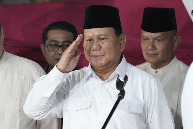 Calon presiden nomor urut 02 Praowo Subianto saat knferensi pers usai Penetapan Hasil Pilpres KPU 2024 di Kartanegara, Jakarta, Rabu (20/3/2024). (CNBC Indonesia/Romys)