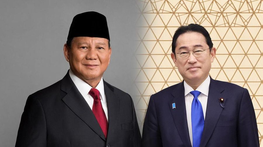 Foto Kolase Prabowo Subianto dengan Perdana Menteri Jepang, Fumio Kishida. (Instagram @prabowo dan AP Photo)