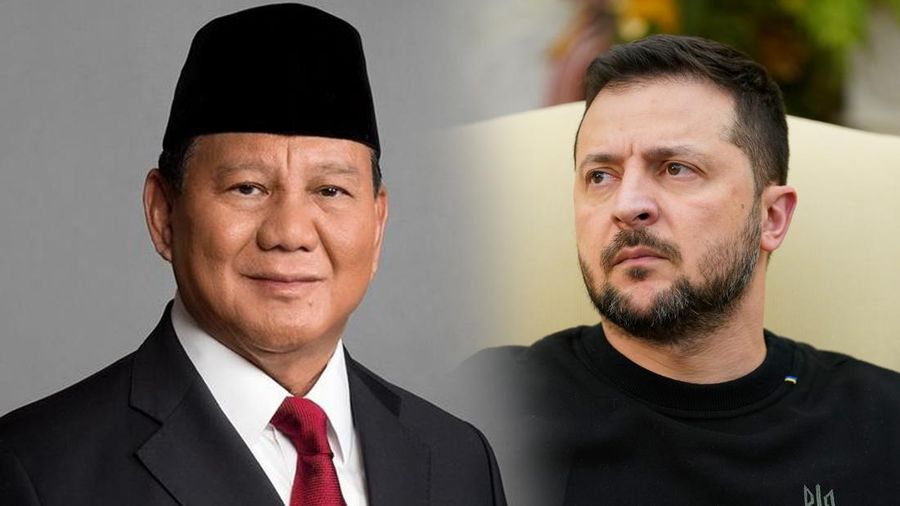 Foto Kolase Prabowo Subianto dengan Presiden Ukraina Volodymyr Zelenskyy. (Instagram @prabowo dan AP Photo)