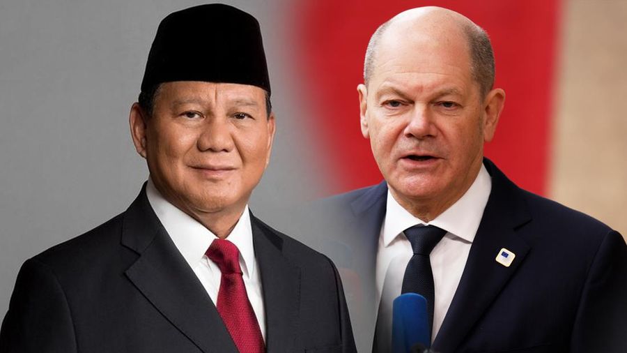Foto Kolase Prabowo Subianto dan Kanselir Jerman Olaf Scholz. (Instagram @prabowo dan AP Photo)