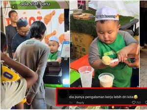 Gemas! Balita 2 Tahun Ini Jago Jualan dan Bikin Minuman