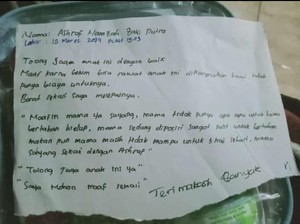 Isi Lengkap Surat Wasiat Pilu dari Ibu yang Buang Bayinya di Mojokerto