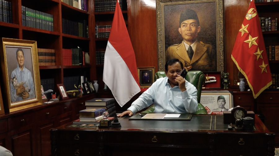 Presiden terpilih Prabowo Subianto yang telah resmi dinyatakan unggul dalam pilpres 2024 menerima ucapan selamat via telepon dari Presiden Amerika Serikat (AS) Joe Biden, Jumat (22/3/2024) malam WIB. (Dok. Kemehan RI)
