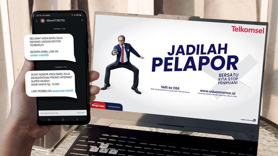 Telkomsel Jaga Data 1-3 : Telkomsel luncurkan inisatif “Telkomsel Jaga Data” melalui gerakan #BersatuKitaLapor yang mengajak masyarakat untuk secara aktif melaporkan indikasi penipuan online yang marak terjadi. Inisiatif ini mempertegas komitmen Telkomsel dalam mengimplementasikan prinsip ESG, khususnya pada aspek governance (tata kelola) yang berhubungan dengan perlindungan data di setiap aspek operasional perusahaan.