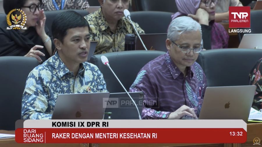 Wakil Menteri Kesehatan, Dante Saksono Harbuwono saat Rapat Kerja dengan Komisi IX DPR RI. (Tangkapan Layar Youtube Komisi IX DPR RI Channel)