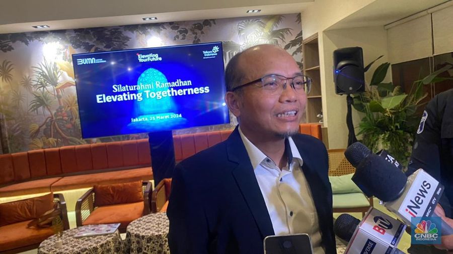 Direktur Pengembangan Bisnis Telkomsat, Anggoro Kurnianto Widiawan. (CNBC Indonesia/Novina Putri Bestari)
