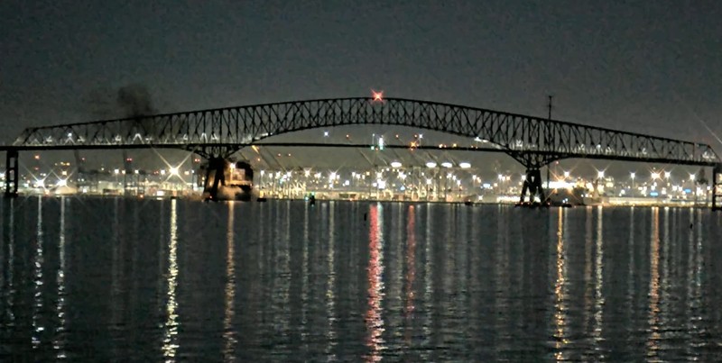 Jembatan Baltimore. (Tangkapan Layar Youtube/StreamTime Live)